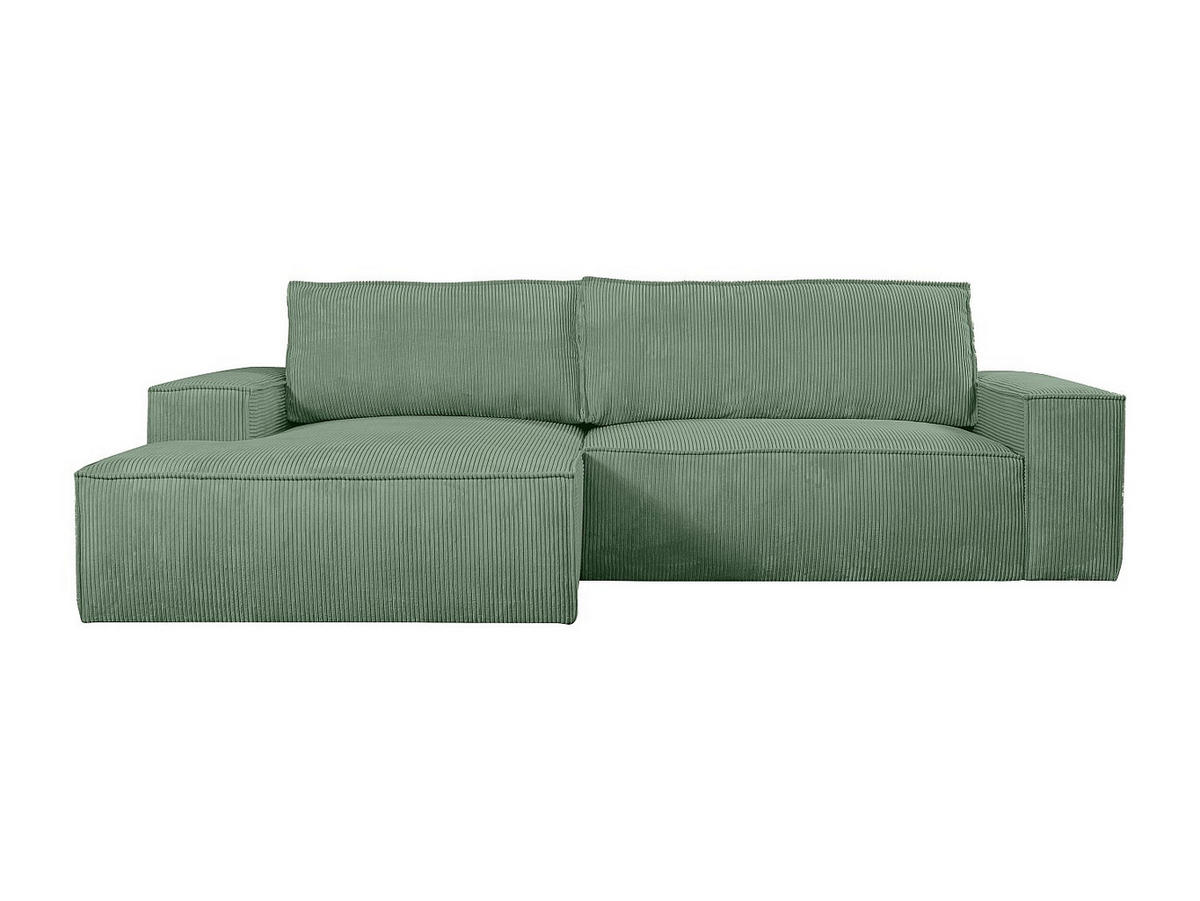 ECKSOFA mit Schlaffunktion - Ecke links - Cord - Mandelgrün - AMELIA - Grün, Textil (167/267cm) - Vente-Unique