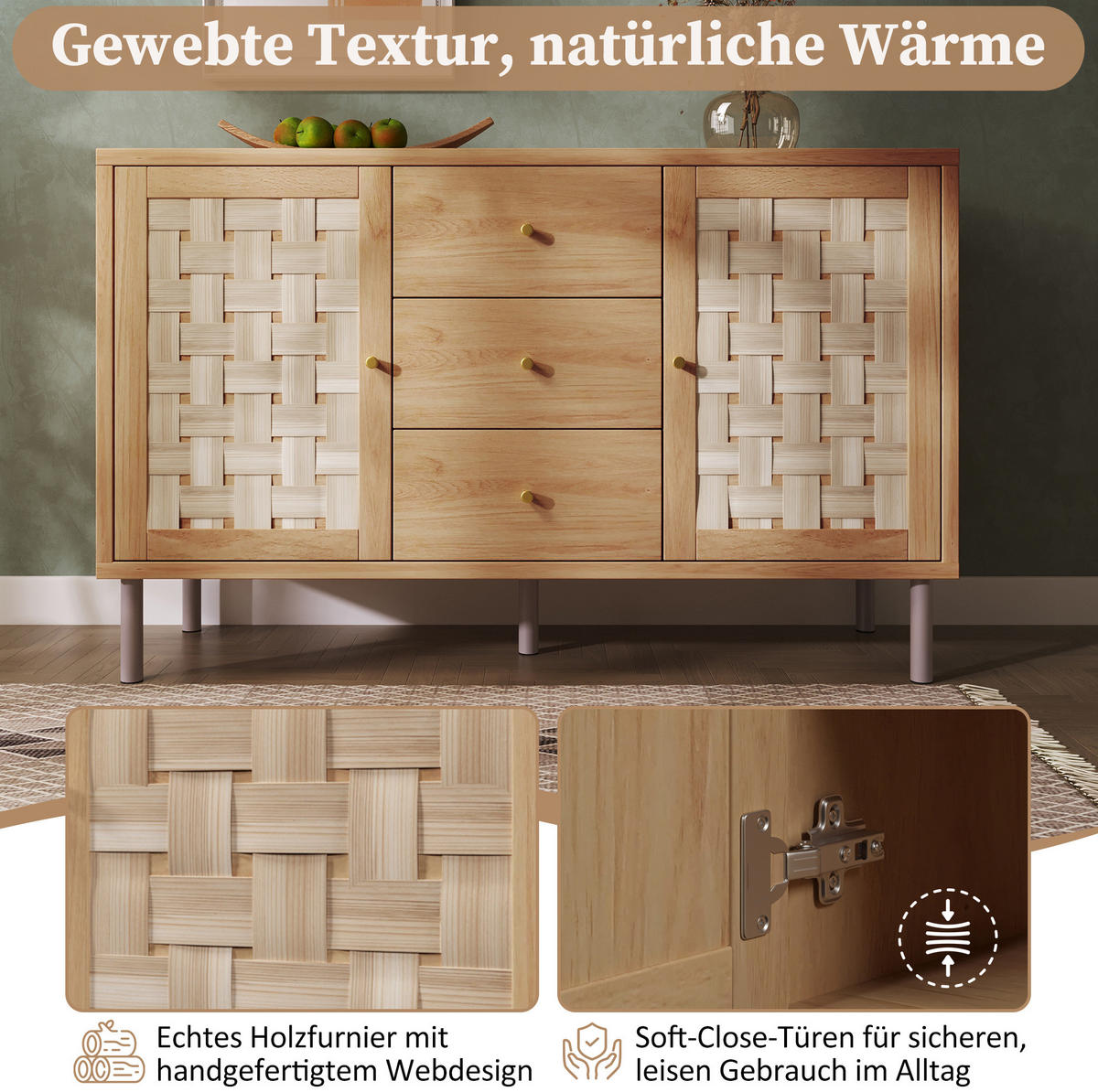 KOMMODE 120/75/40 cm Eichefarben aus Holz mit höhenverstellbaren Einlegeböden - Nussbaumfarben, Holzwerkstoff (40/70/120cm) - OKMYHOME