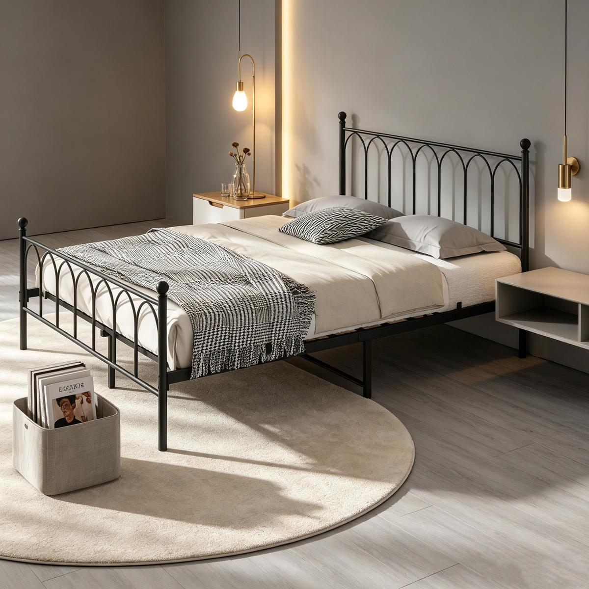 METALLBETT 140/200 cm in Schwarz mit Lattenrost und Metallgestell - Schwarz, Metall (140/200cm) - CHICFURN