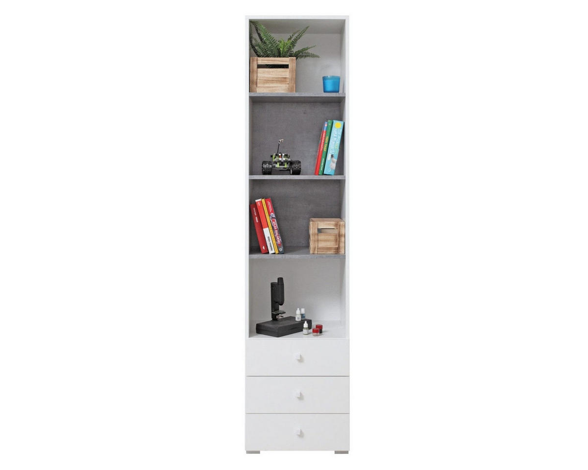 JUGENDZIMMER SIMON 7-teilig Weiß/Grau - Weiß/Grau, Holzwerkstoff (704/190/94cm) - Deine Möbel 24