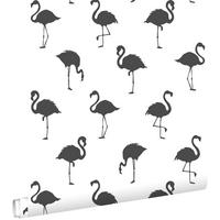 TAPETE Flamingos 53 cm x 10.05 m - Schwarz, Papier (53/0.1cm) - ESTAhome