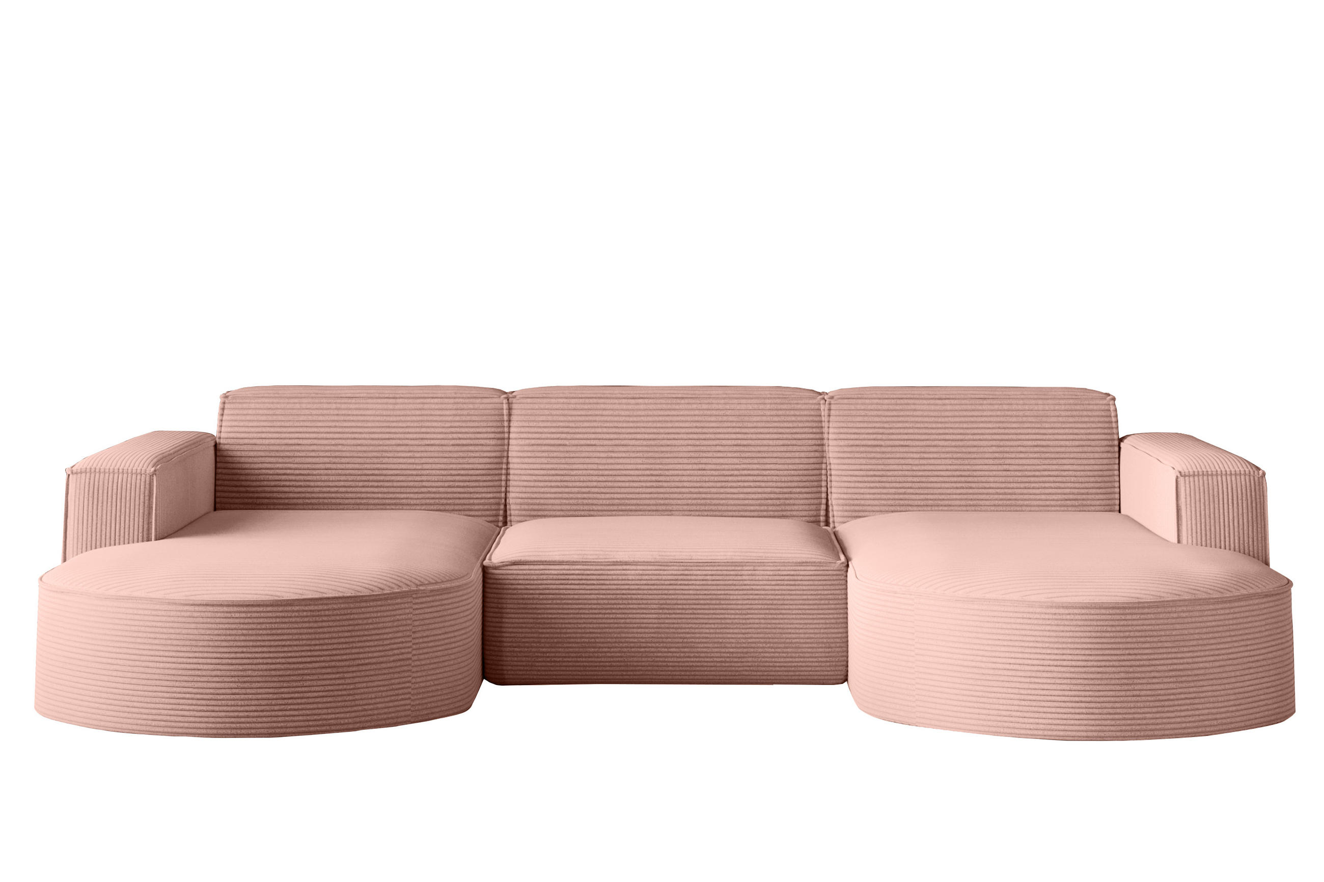 ECKSOFA Designer MODENA U STUDIO Stoff Dicker Cord Rosa - Rosa, Holz (165/299cm) - Kaiser Möbel