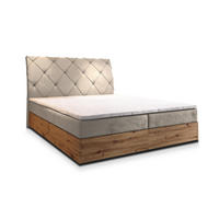 BOXBETT VELLANO 160x200 cm mit Matratze und Topper - Beige - Beige, Holz (160/200cm) - MASSENO