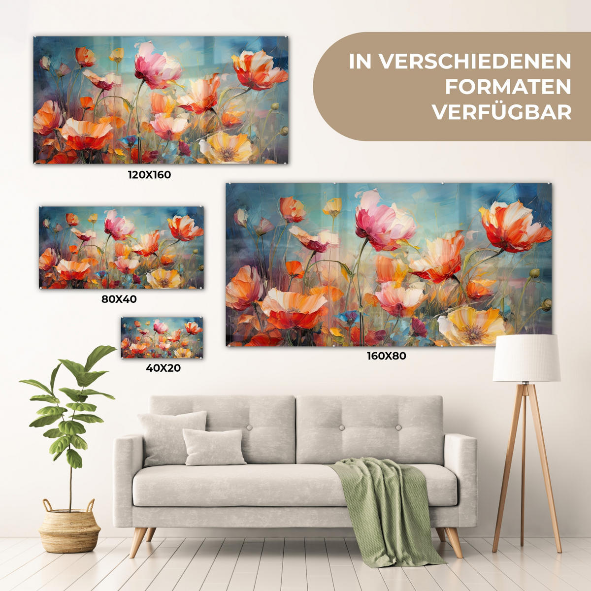 OBRAZ NA AKRYLOVOM SKLE Kvety - Akvarel - Umenie - Botanické - Príroda 120x60 cm - oranžová, sklo (120/60cm) - MuchoWow