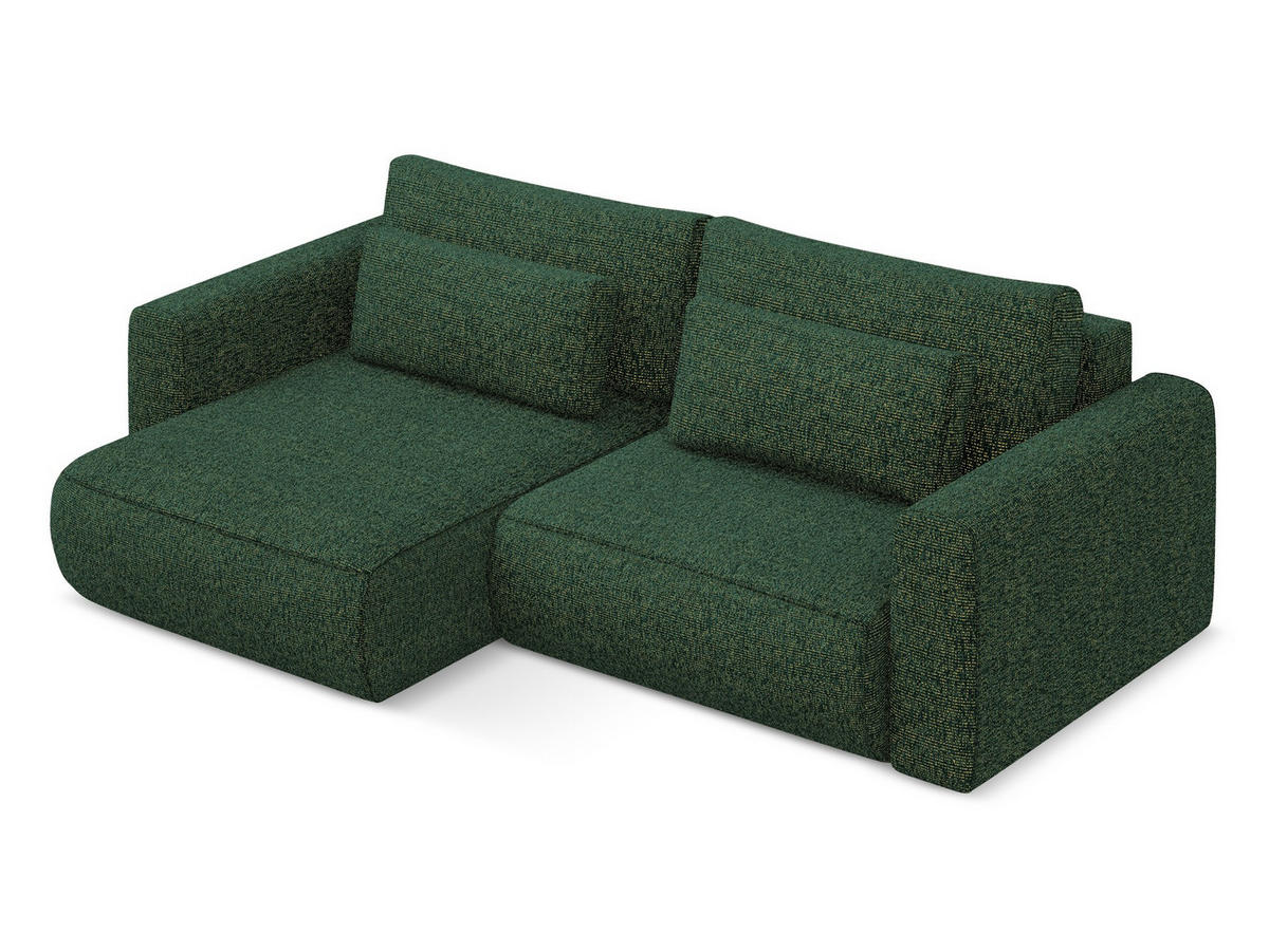 ECKSOFA mit Schlaffunktion Strukturstoff Stoff Grün - Schwarz/Grün, Kunststoff/Textil (149/240cm) - Makamii