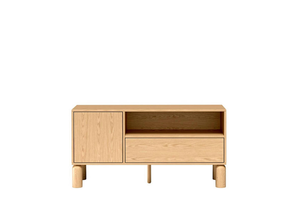 RTV-SCHRANK Sanden Eiche, TV-Tisch mit Schublade - Eichefarben, Holzwerkstoff (120/62/41cm) - Bettso