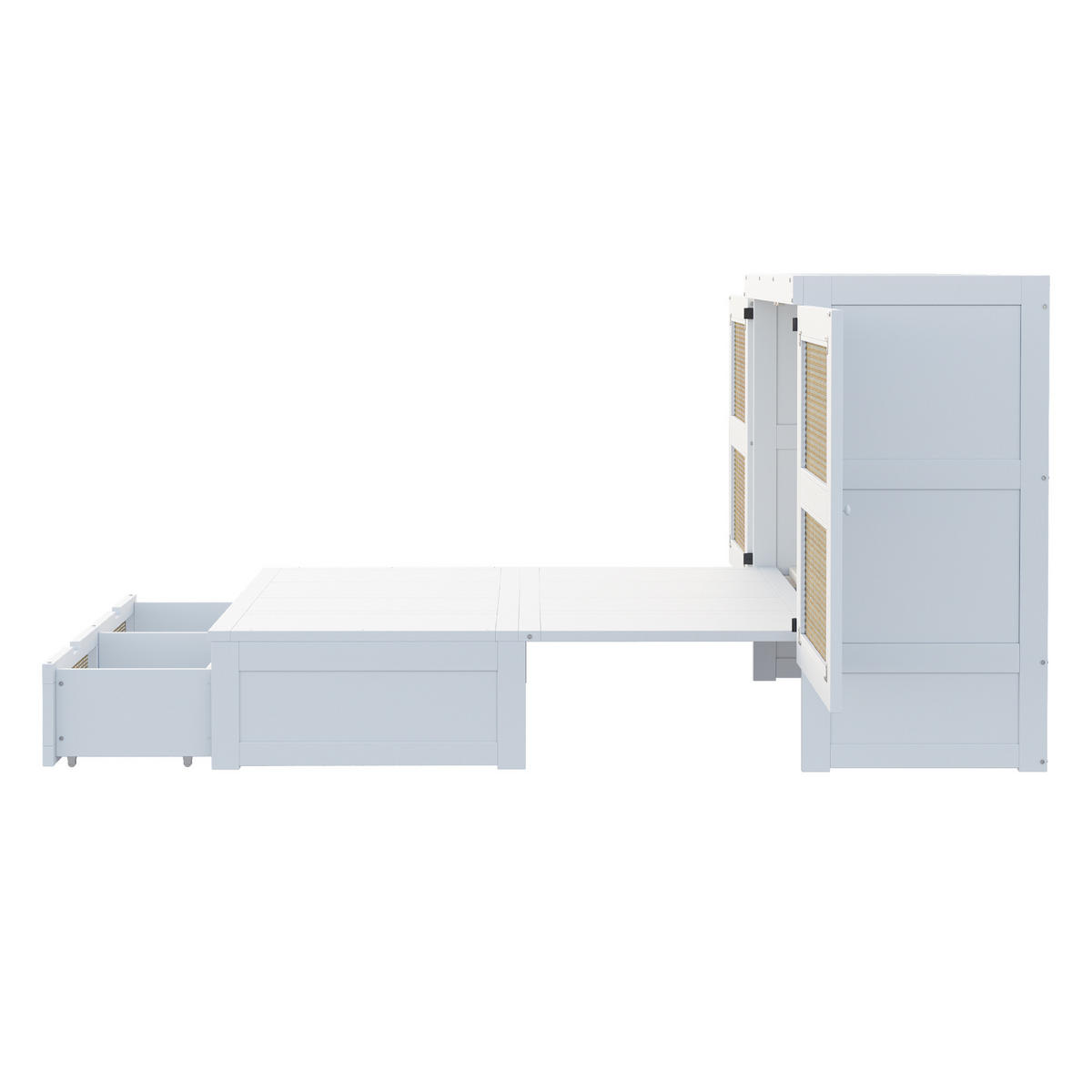 SCHRANKBETT 140/200 cm DE-01398, in Weiß, mit Klappmechanismus und Schubladen - Weiß, Holz (140/200cm) - ComfortXL