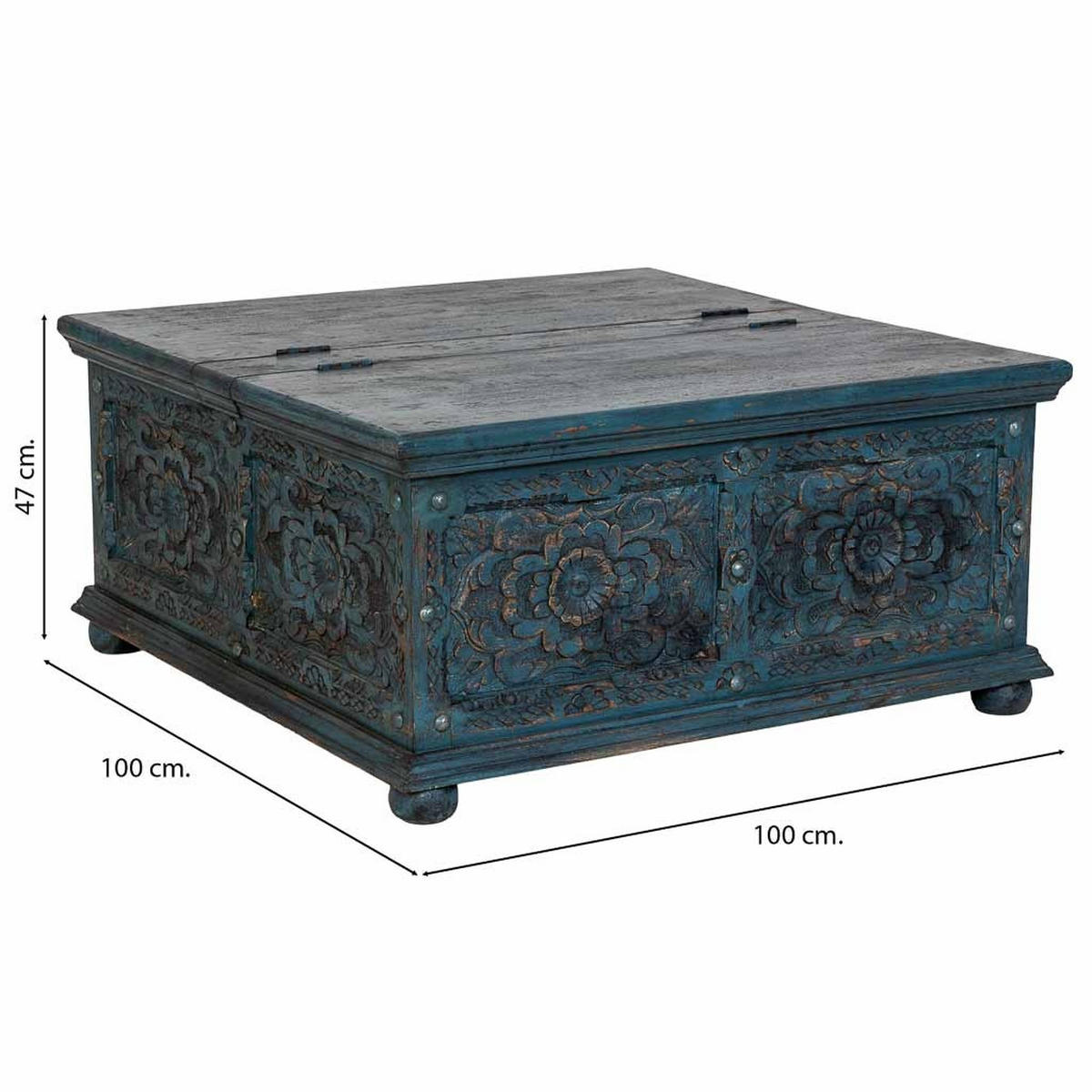 COUCHTISCH aus holz 100x100x47cm - Blau, Holz (100/100/47cm) - Wanderlust