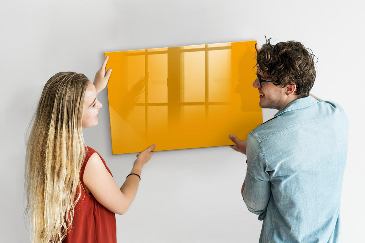 MAGNETTAFEL 90x60 Dunkelgelb schwarzer Marker - Dunkelgelb, Glas (90/0.4/60cm) - TULUP