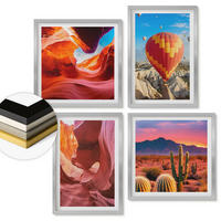 WANDBILDER 4er Set - 50x50 cm & 40x60 cm Silberner Rahmen - Landschaften von Wüstenschluchten - Silberfarben, Kunststoff (50/50cm) - ArtPrintCave