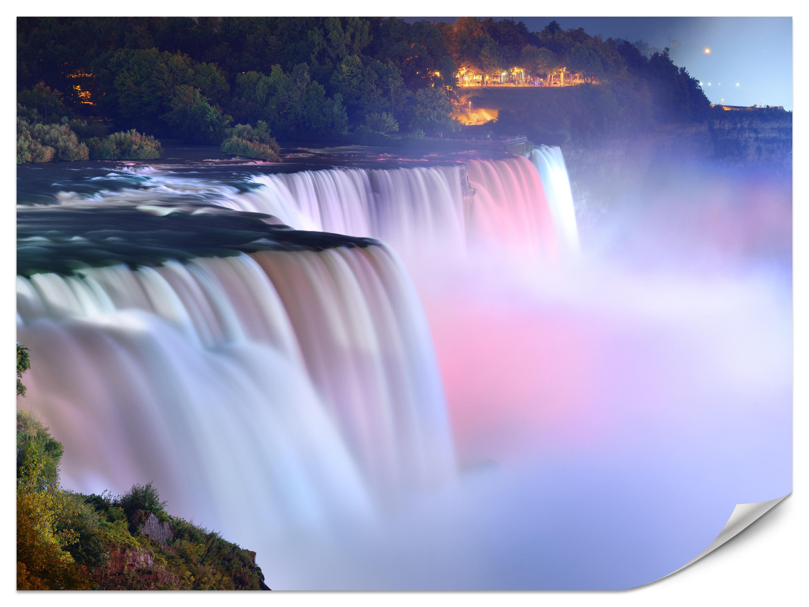 FOTOTAPETA Pre Obývaciu Izbu Hmlové Niagarské Vodopády Stromy Príroda 200 x 140 cm - hnedá/ružová, papier (200/140cm) - Muralo