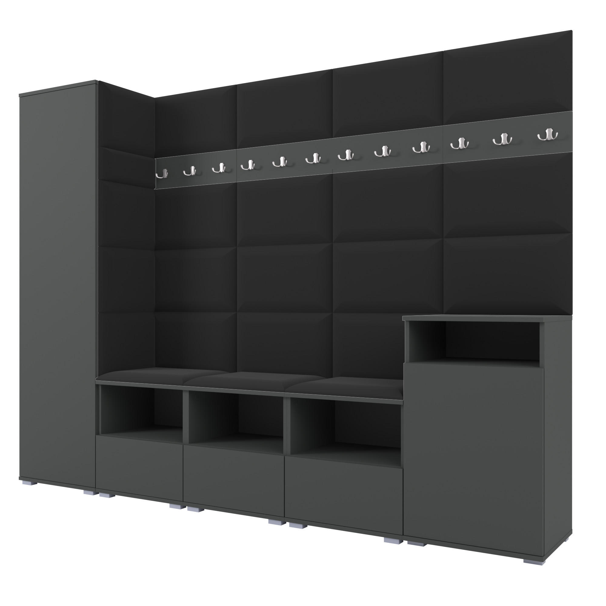 Ravio Garderobe Graphit, Schwarz 250x187x40 cm