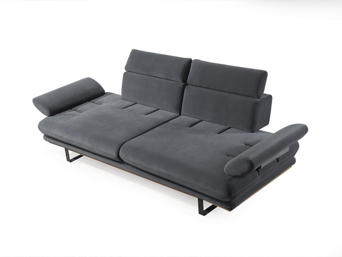 2 Sitzer SOFA Energy Samt Anthrazit - Anthrazit, Textil/Metall (205/80/100cm) - Villa Möbel