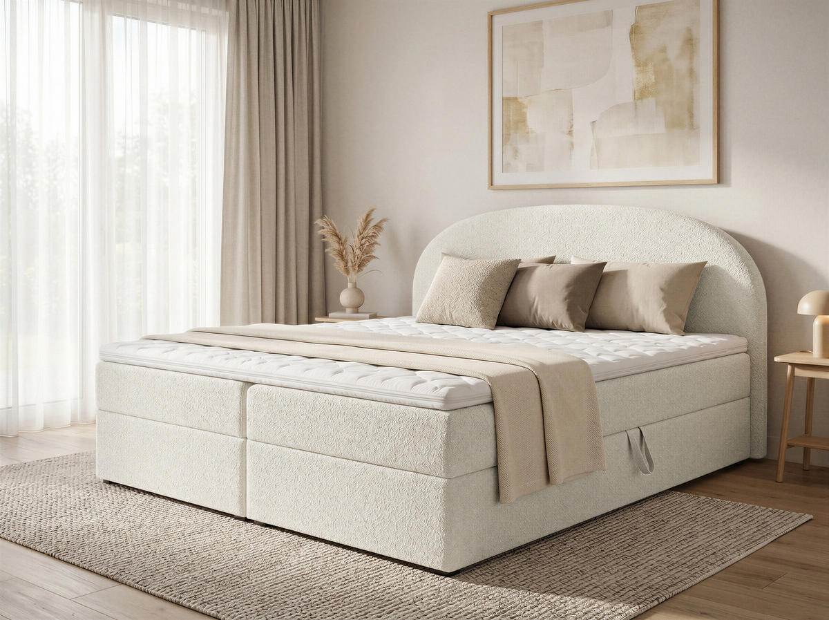 BOXBETT Cloud - 160x200 -weiß (Coral 70) - Schwarz/Weiß, Holz/Holzwerkstoff (160/200cm) - Sofnet