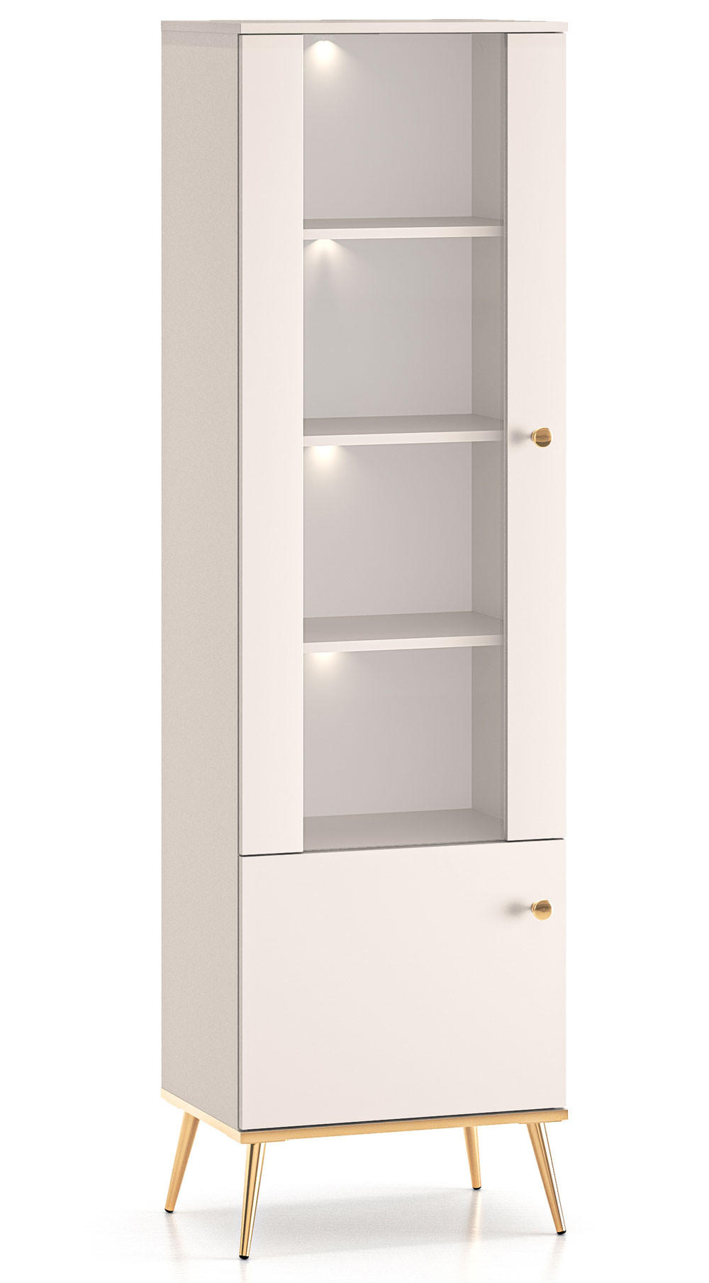 VITRINE Selgin Kaschmir / Gold 55 / 40 / 190cm mit Beleuchtung - Kaschmir/Goldfarben, Holz/Holzwerkstoff (55/40/190cm) - Feldmann-Wohnen