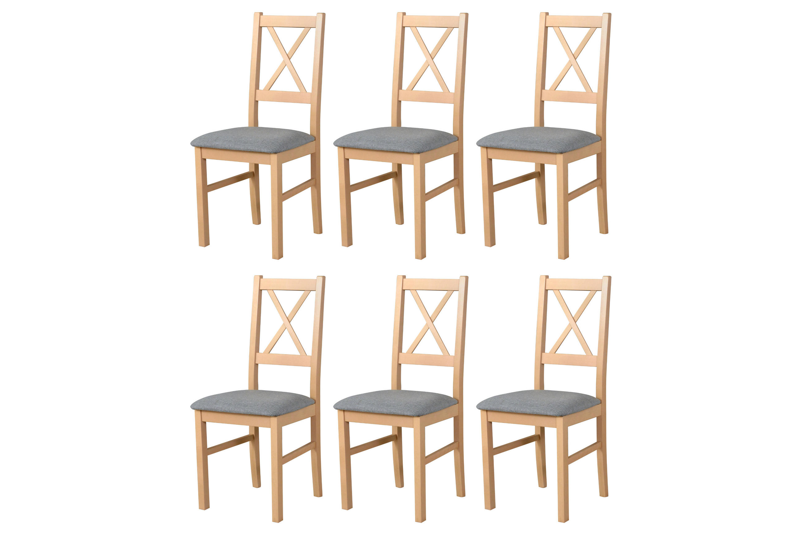 STUHL Nilo 10 (6er Set) - Grau/Sonoma Eiche, Holz (43/94/40cm) - Leaf Design