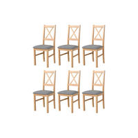 STUHL Nilo 10 (6er Set) - Grau/Sonoma Eiche, Holz (43/94/40cm) - Leaf Design