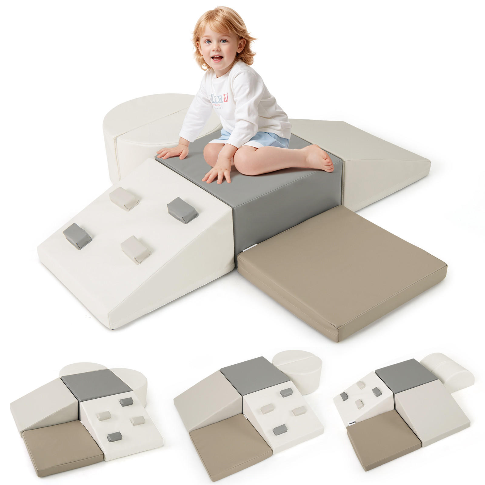 MJUKA BYGGKLOSSAR Vit (6 delar) - Vit, Plast (40/20/40cm) - COSTWAY
