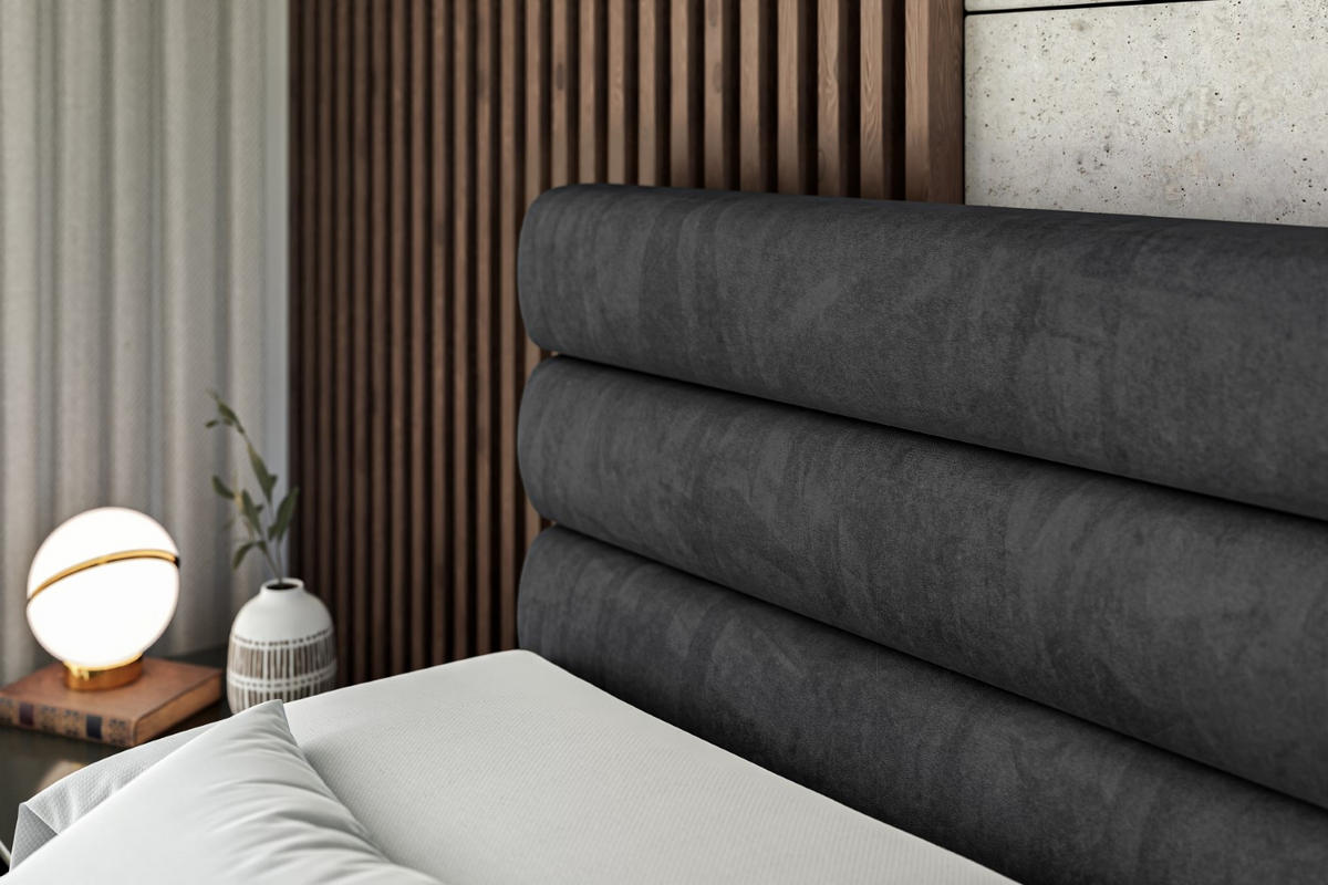 BOXBETT mit Matratze H4 und Lattenrost - CELESTIA - 140x200 cm - H4 - Schwarz - Schwarz, Holzwerkstoff (140/200cm) - ALTDECOR
