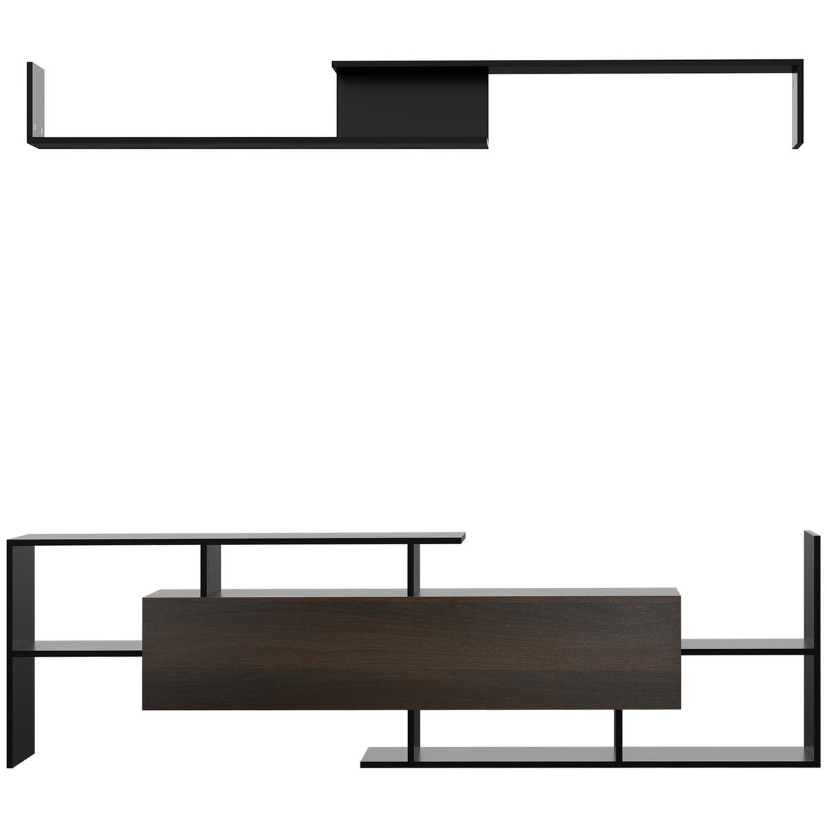 TV-MÖBEL Schwarz 1 Stück - Schwarz, Holzwerkstoff (153.6/42/25cm) - GiPP