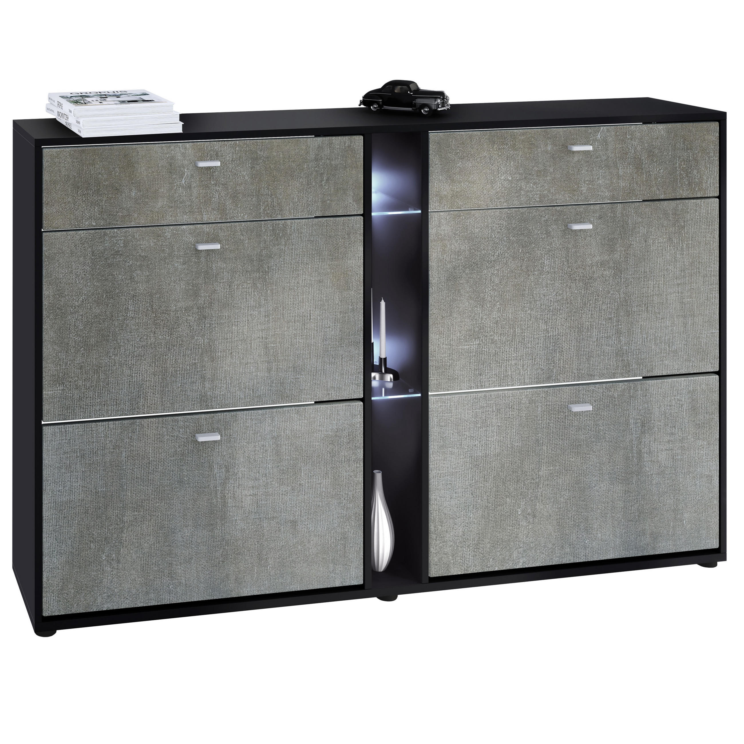 SCHUHSCHRANK Today Fronten in Braun meliert - Graubraun, Holzwerkstoff (155.5/95/28cm) - Vladon