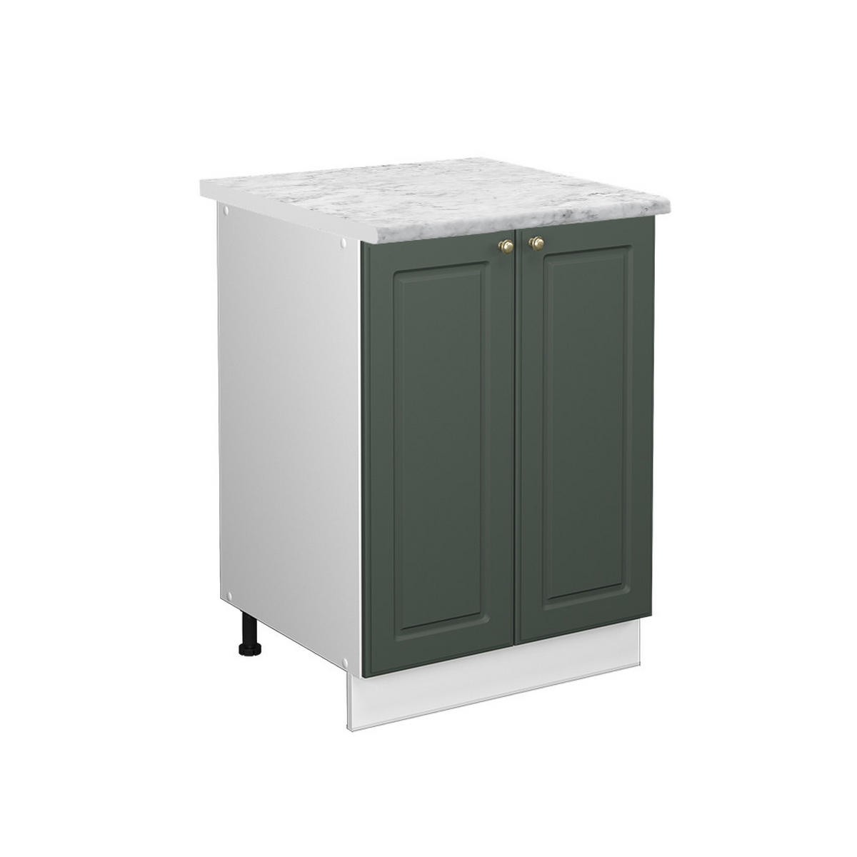 KÜCHENUNTERSCHRANK Fame-Line Grün-Gold Landhaus 60 cm, AP Marmor - Weiß/Grün, Holzwerkstoff (60/82/60cm) - Vicco