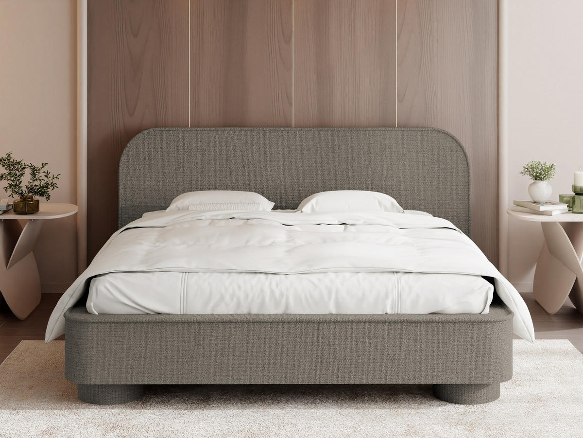 POLSTERBETT Aurora mit Bettkasten, Lattenrost & gepolsterten Füßen in Taupe Chenille 200x200 cm - Taupe/Beige, Holzwerkstoff/Textil (200/200cm) - WFL GROUP