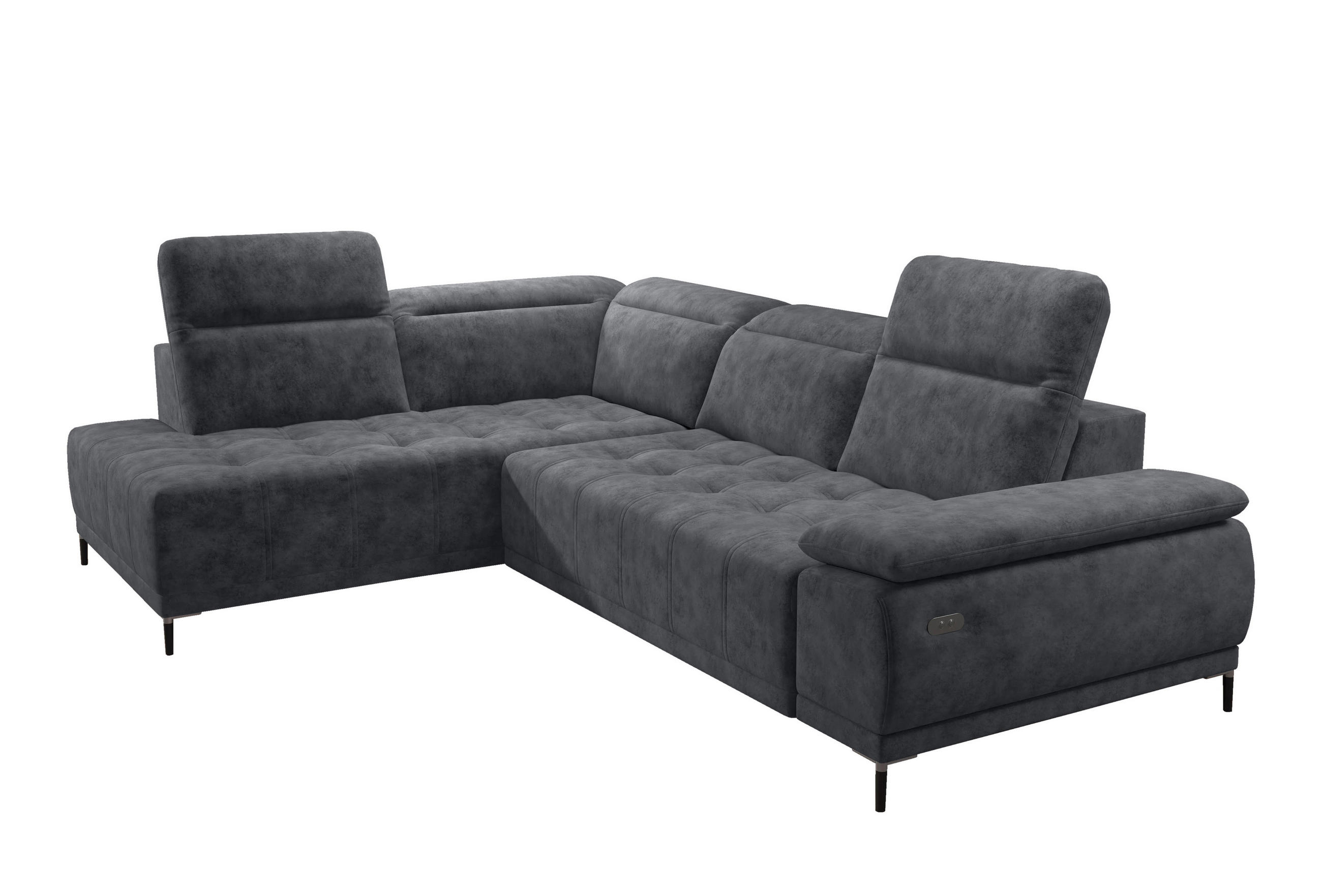 ECKSOFA FOCUS XL L-förmig Konfiguration freistehend LINKS 204x352x98cm Grey - Grau, Holz/Textil (204/352cm) - DomoHome