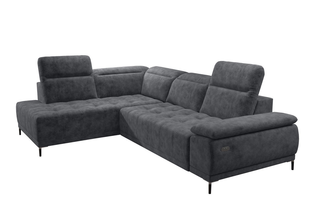 ECKSOFA FOCUS XL L-förmig Konfiguration freistehend LINKS 204x352x98cm Grey - Grau, Holz/Textil (204/352cm) - DomoHome