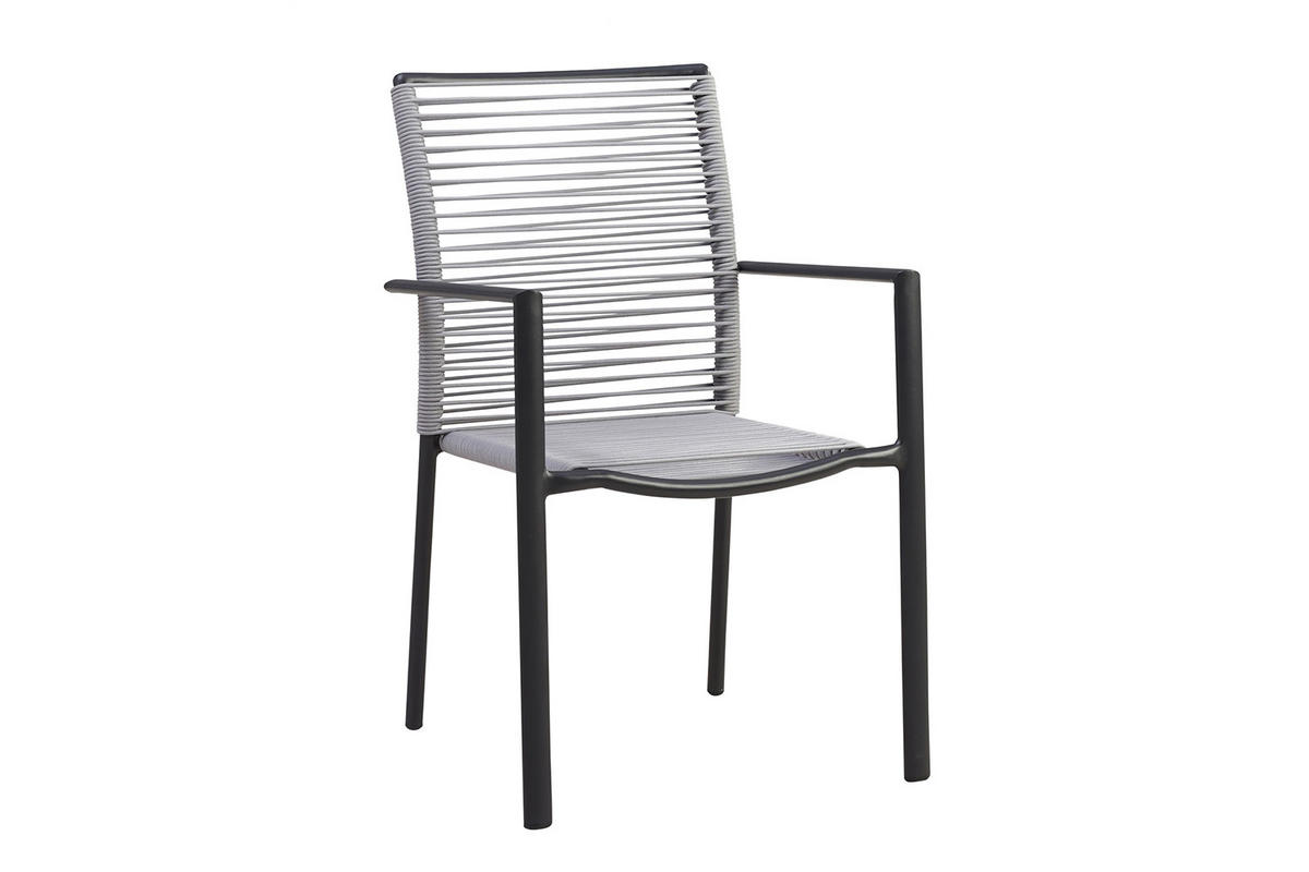 STAPELSTUHL VINCENZA 62x55x89 cm, Rope-Metall, Anthrazit-Grau - Anthrazit, Metall (55/89/62cm) - Best Freizeitmöbel