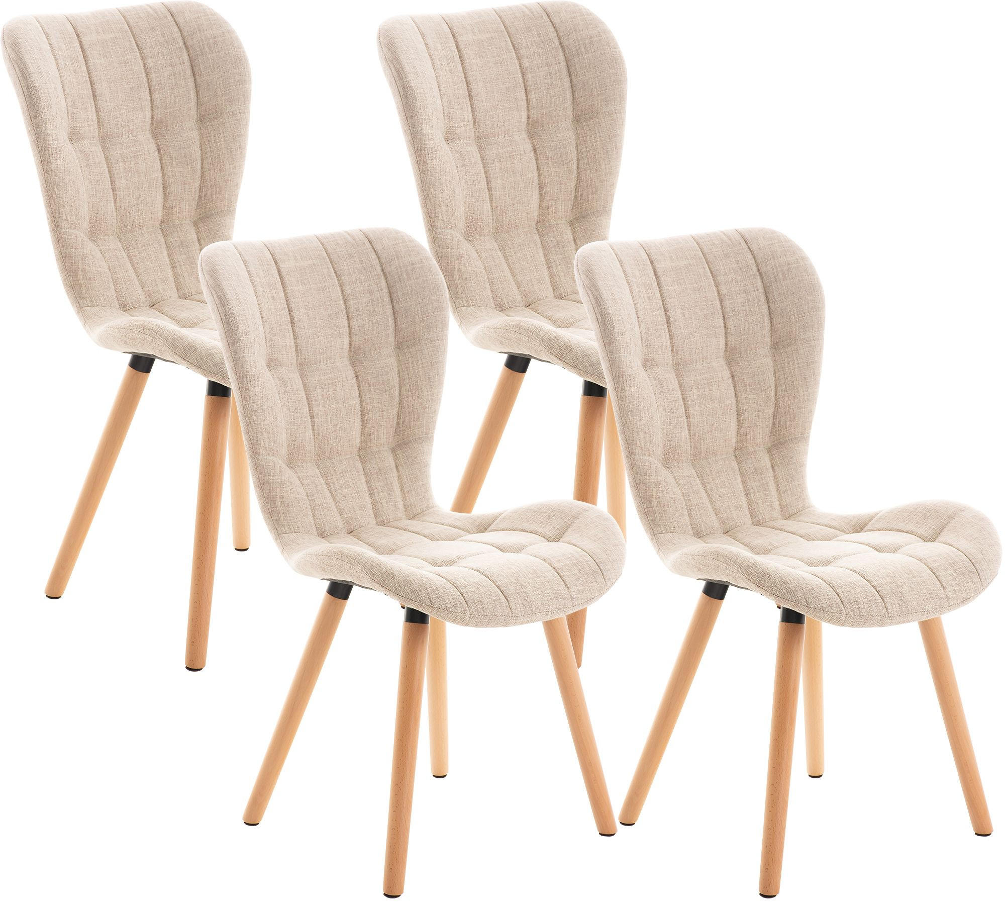 STUHL 4 Stoff Creme - Eukalyptusholzfarben/Creme, Holz/Textil (50/88/63cm) - CLP