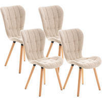 STUHL 4 Stoff Creme - Eukalyptusholzfarben/Creme, Holz/Textil (50/88/63cm) - CLP