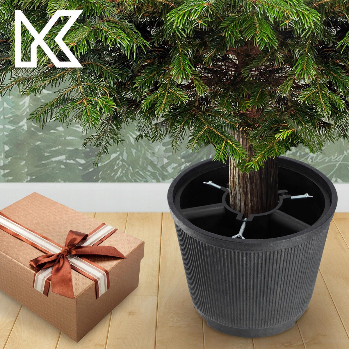 KADAX Großer Weihnachtsbaumständer, Weihnachtsbaumständer, 2,5 m - Grün, Kunststoff (25.4cm) - KADAX