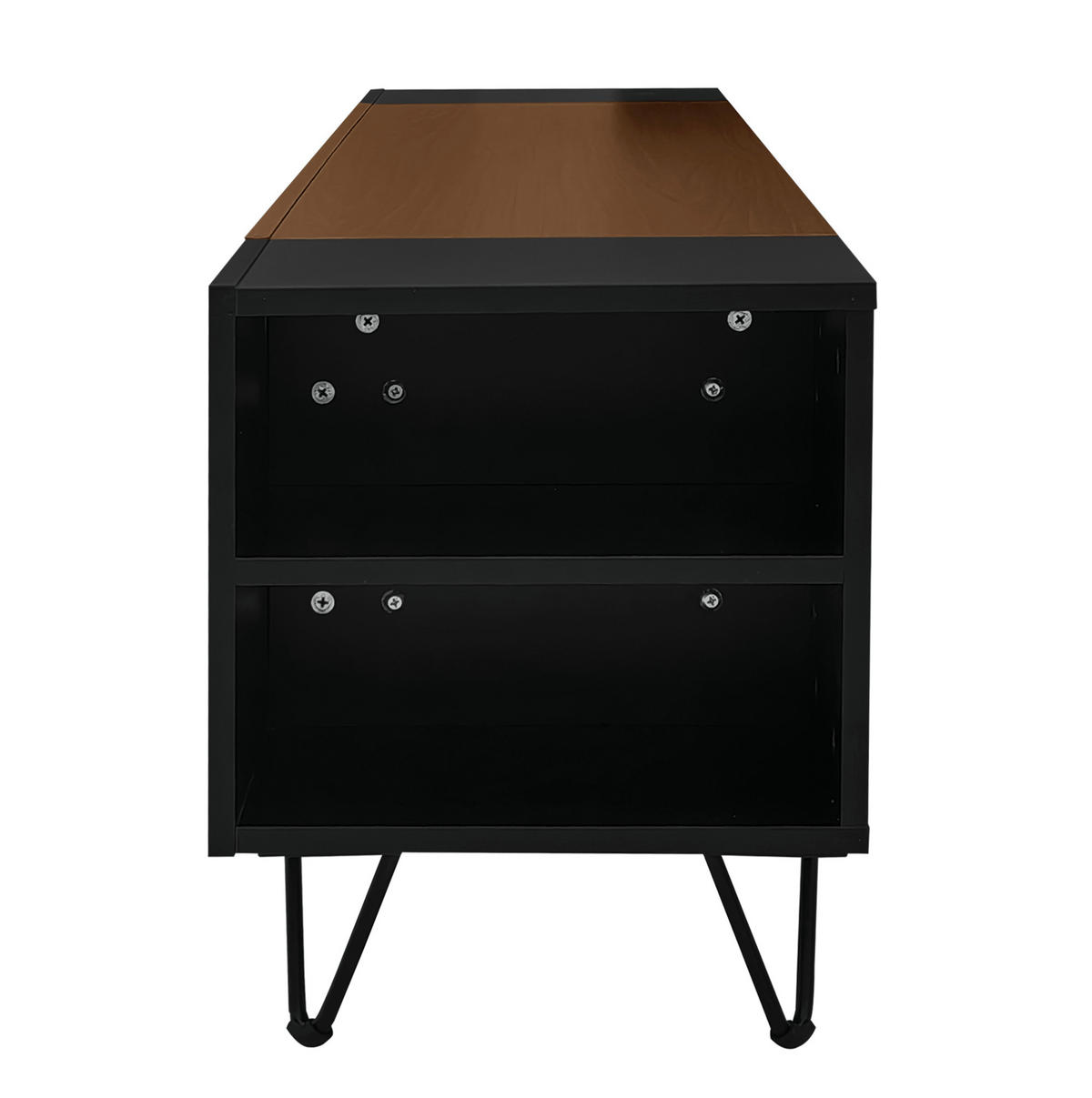 TV-LOWBOARD aus MDF und Spanplatte 180x36x43 cm Schwarz/Holzoptik mit Türen und offenen Fächern - Schwarz, Holzwerkstoff (180/43/36cm) - IVMEU