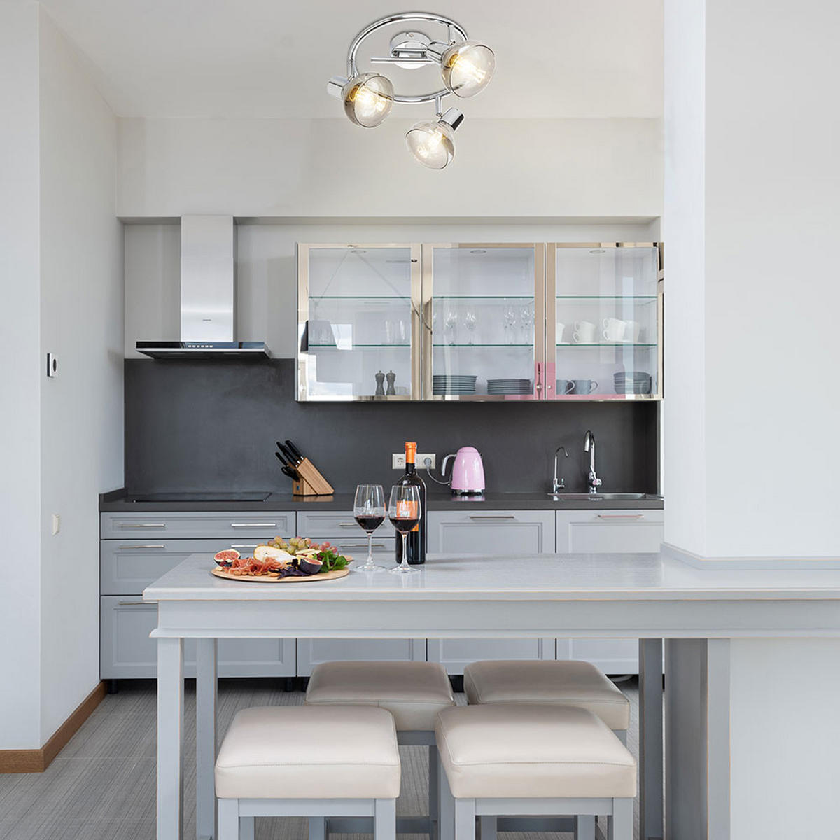 LED DECKENLEUCHTE Metall Silber Lothar - Silberfarben, Glas (25/25/16cm) - Globo Lighting