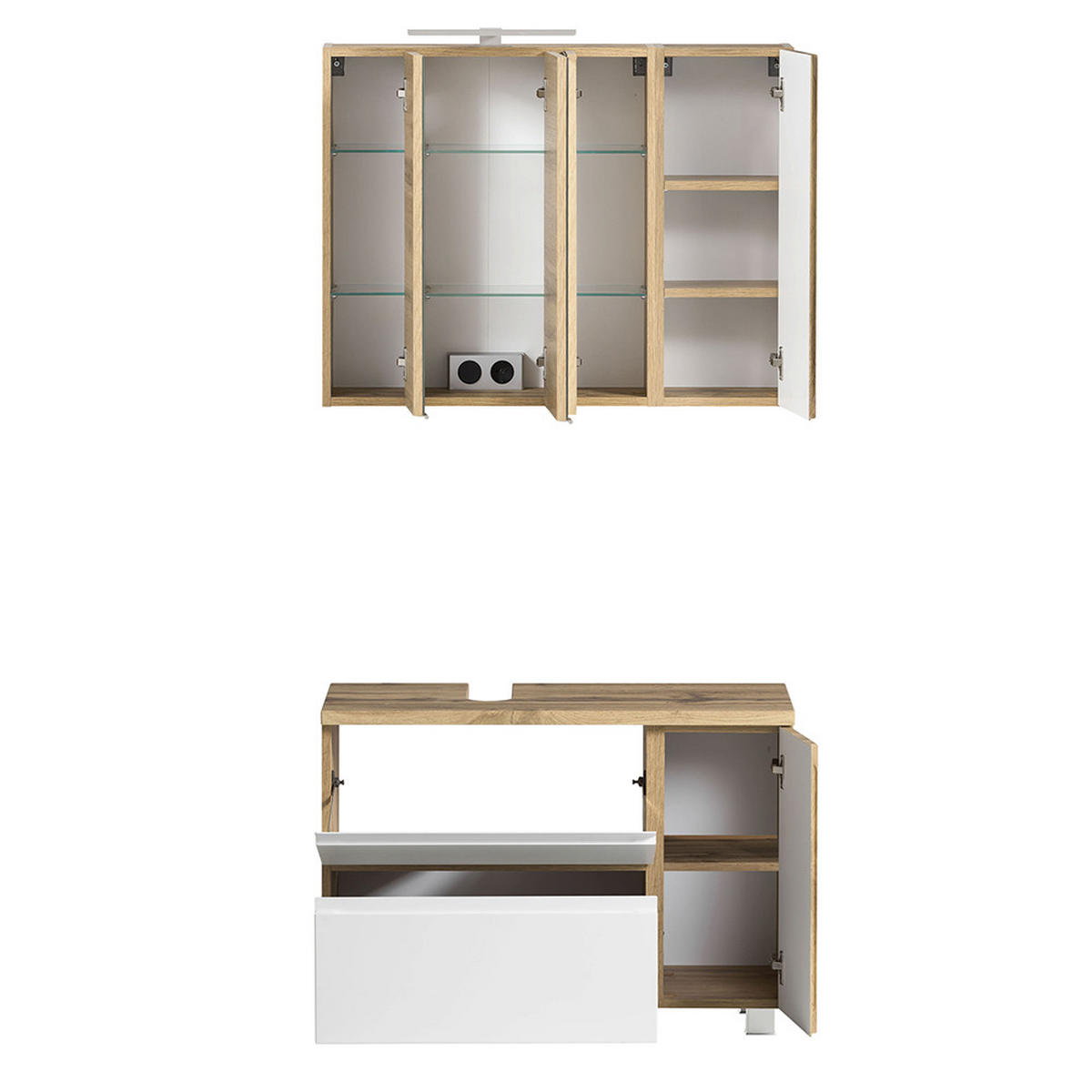 BADMÖBEL-SET 5-TLG. Vasto-03 - Weiß, Holzwerkstoff (245/200/35cm) - Lomado