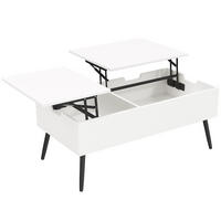 COUCHTISCH DE-37207 Lift-Top mit 2 Klappdeckeln Weiß/Schwarz - Weiß, Holzwerkstoff (100/50/58cm) - ComfortXL