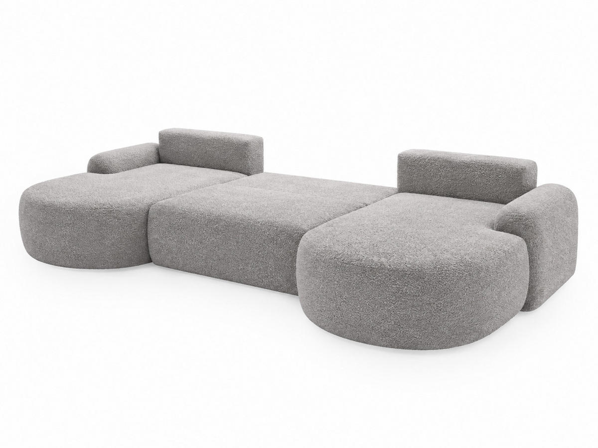 ECKSOFA Aurio U Bouclé-Stoff Grau - Schwarz/Grau, Kunststoff/Textil (347/177cm) - Graingold
