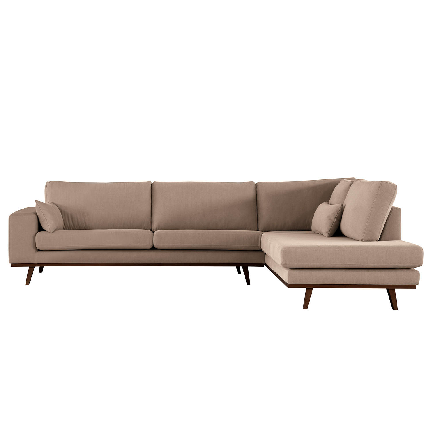 ECKSOFA mit Ottomane - Taupe/Buchefarben, Textil (287/219cm) - home24