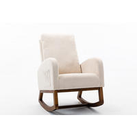 SCHAUKELSTUHL Leinen mit hoher Rückenlehne, Seitentasche 69/94/101 cm Beige bis 150 kg - Beige, Textil (94/101/69cm) - Redom