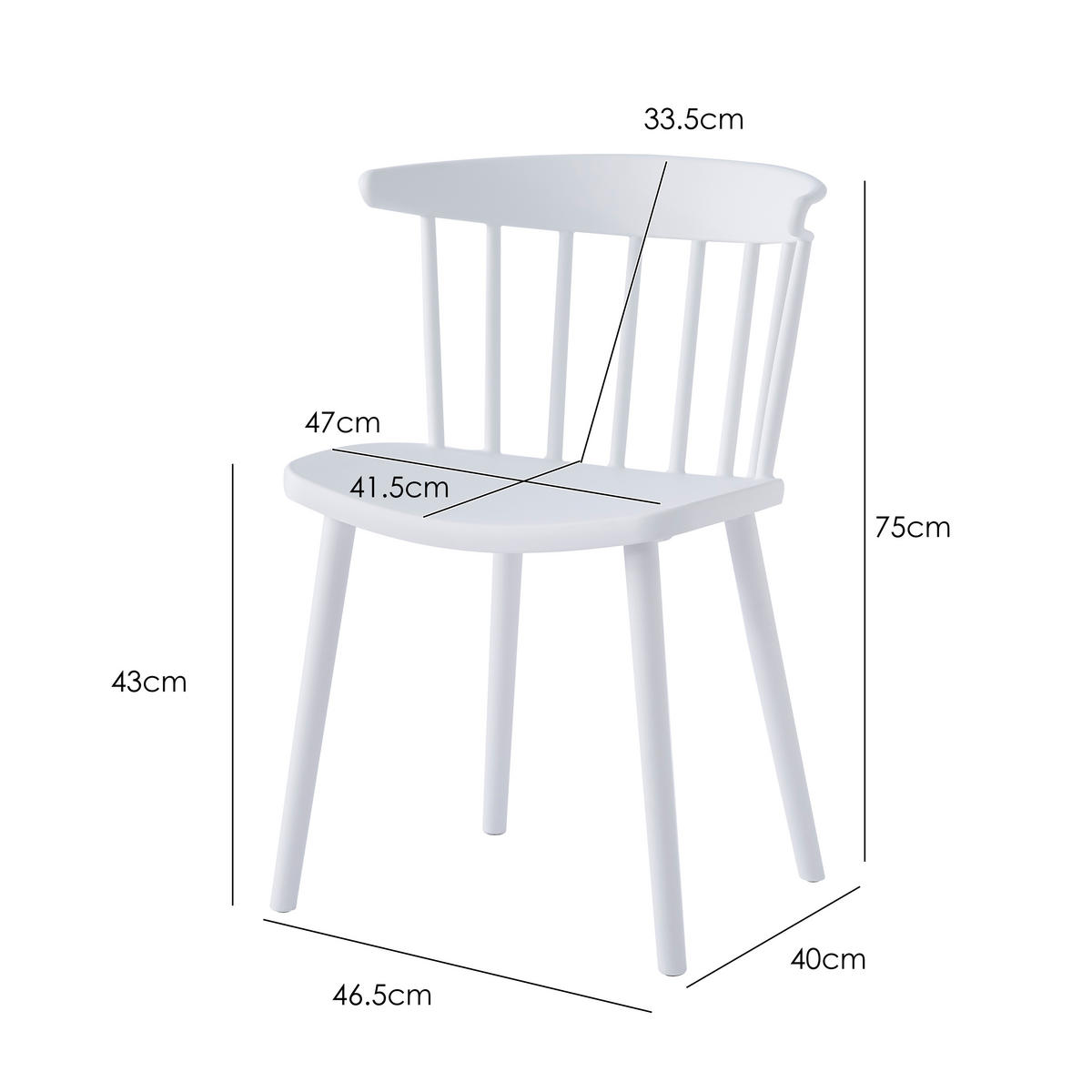 STUHL 4er-Set Polypropylen Weiß - Weiß, Kunststoff (46.5/75/41.5cm) - Nordlys