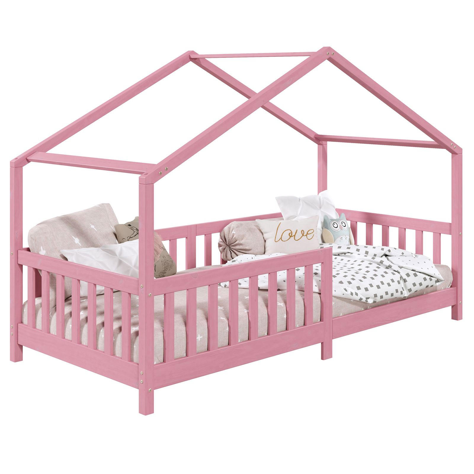 HAUSBETT LISAN 90x200 cm - Rosa, Holz (96/138/206cm) - IDIMEX