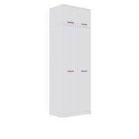 KLEIDERSCHRANK MIT AUFSATZ GRANT G13/G19 WEIß 75/235/54 - Weiß, Holzwerkstoff (75/235/54cm)