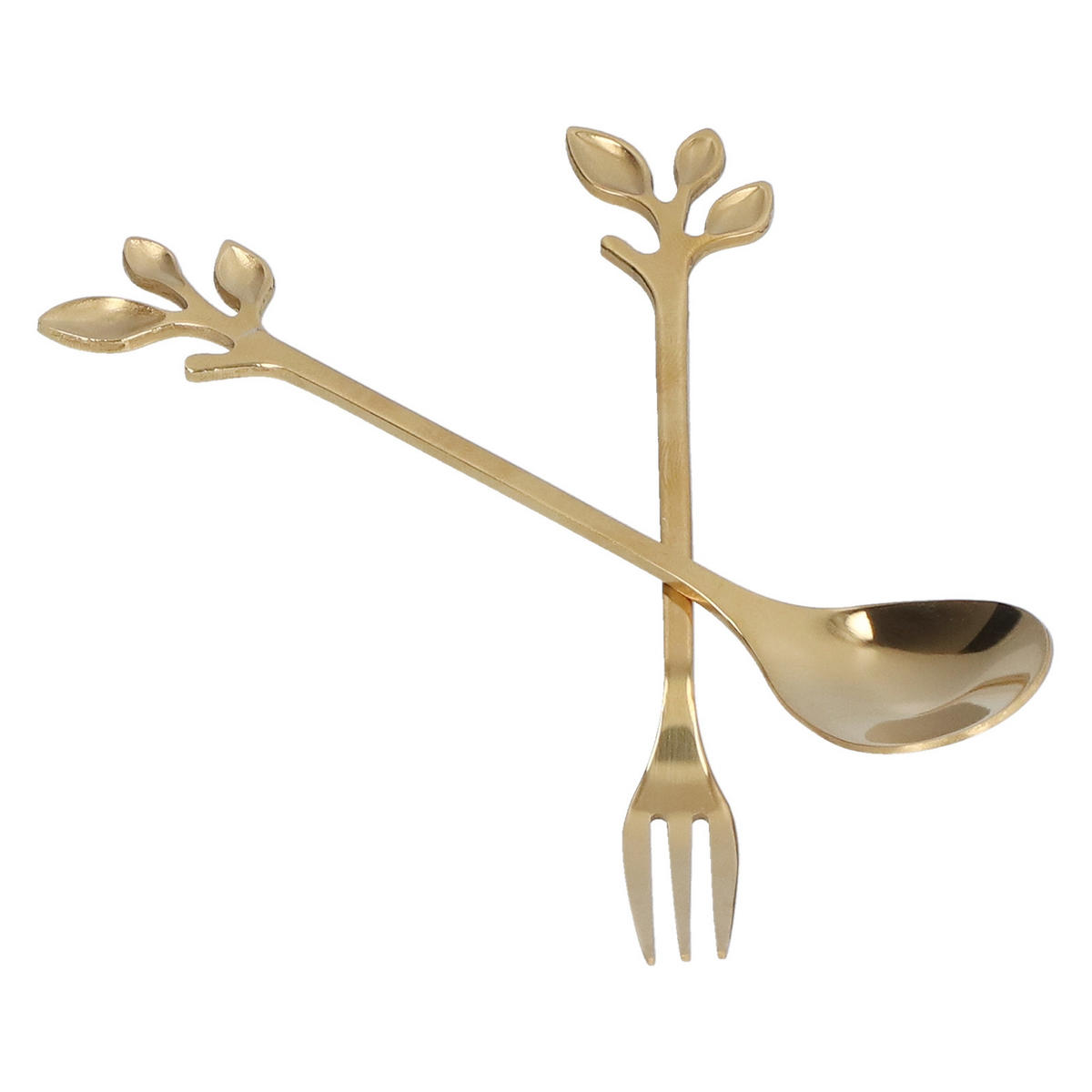 BESTECK-SET 2-teiliges Edelstahl Löffel und Gabel gold - Goldfarben, Metall