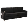ZWEISITZER Sofa Chenille mit USB-Anschluss und LED-Licht 203/77,5/86 cm Schwarz - Schwarz, Textil (77.5/86/203cm) - Redom