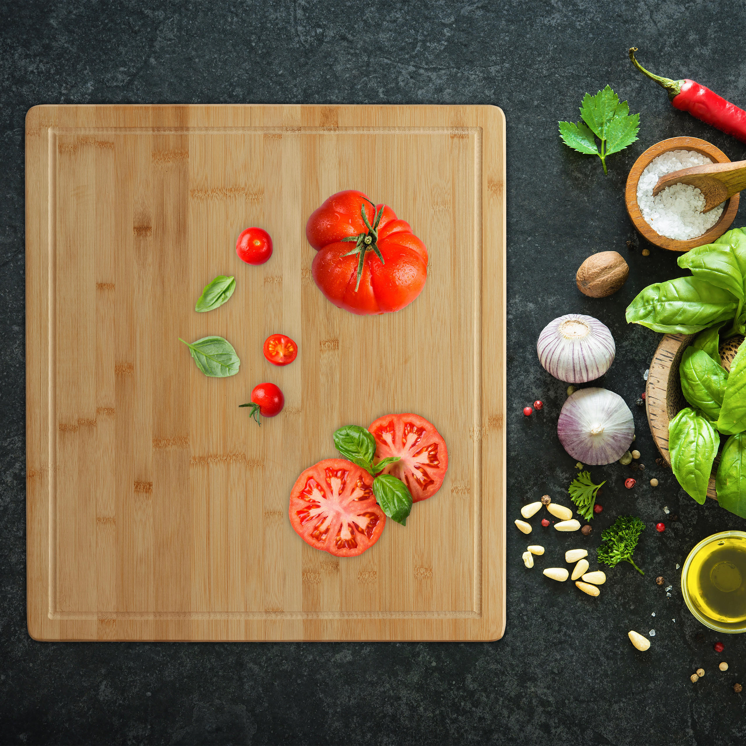 SCHNEIDEBRETT - Hellbraun, Holz/Kunststoff (56.5/50cm) - Relaxdays