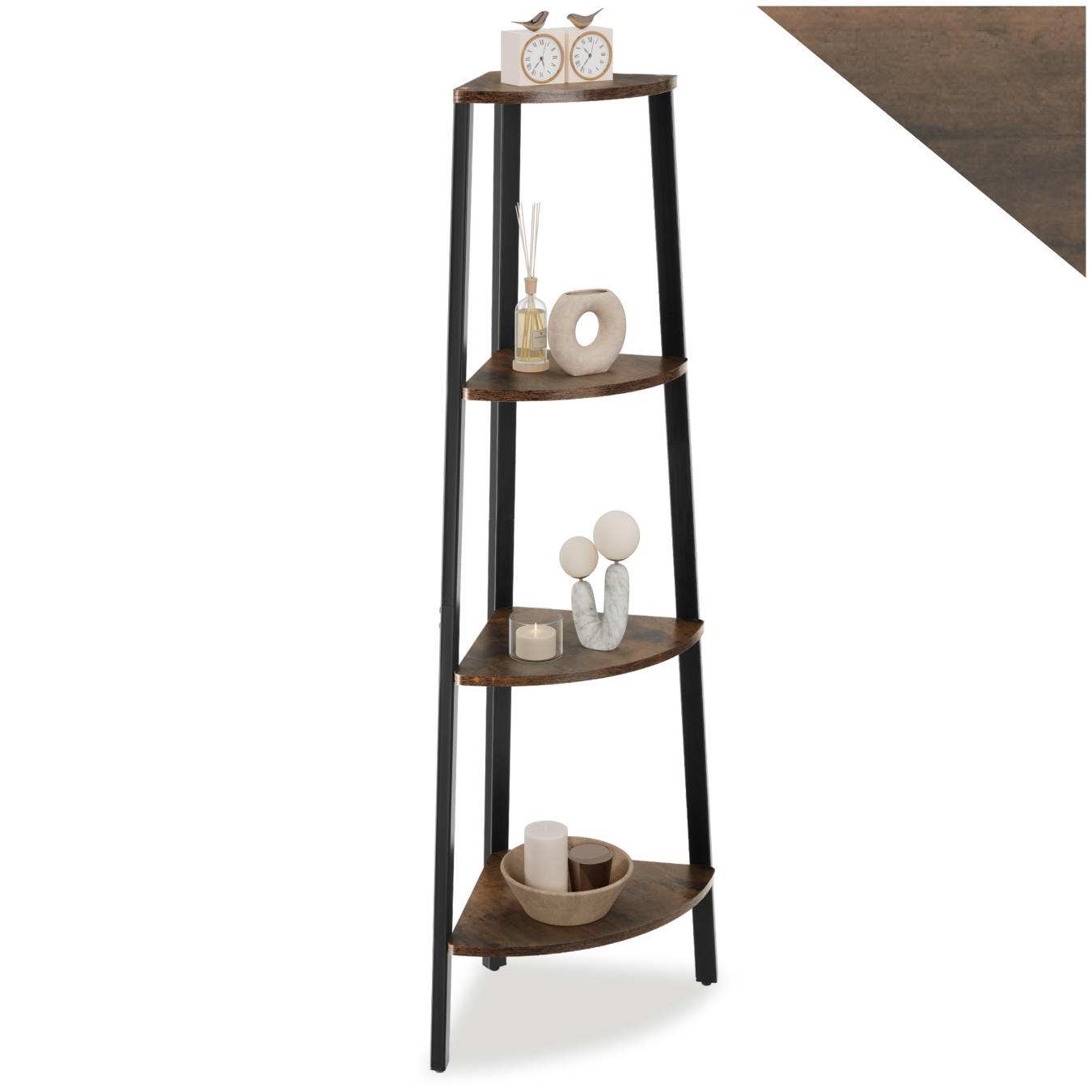 ECKREGAL Newbridge,inklusive Kippschutz, 34 x 34 x 125 cm,Industrial Holz dunkel, rustikal - Rostfarben, Holzwerkstoff (34/125/34cm) - tectake
