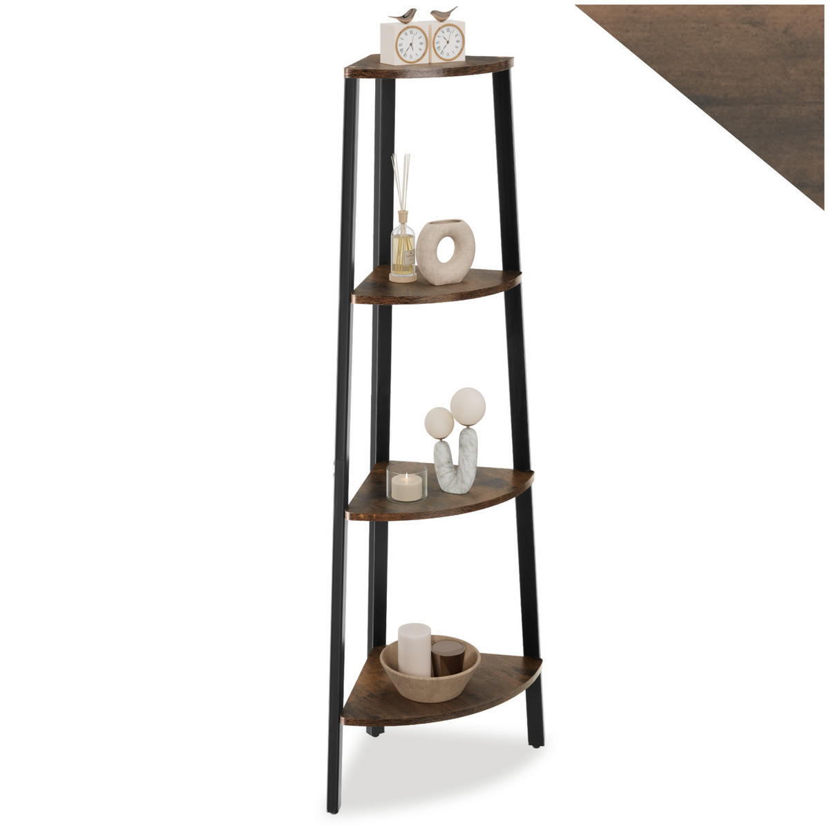 ECKREGAL Newbridge,inklusive Kippschutz, 34 x 34 x 125 cm,Industrial Holz dunkel, rustikal - Rostfarben, Holzwerkstoff (34/125/34cm) - tectake