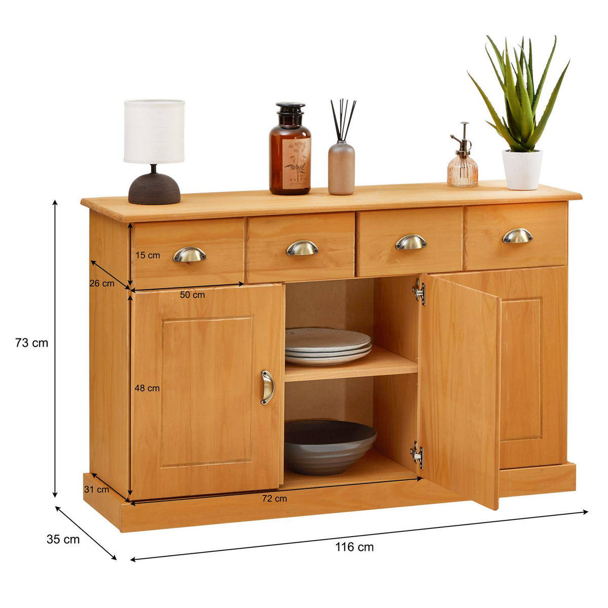 ANRICHTE PARIS braun - Braun, Holz (116/73/35cm) - IDIMEX