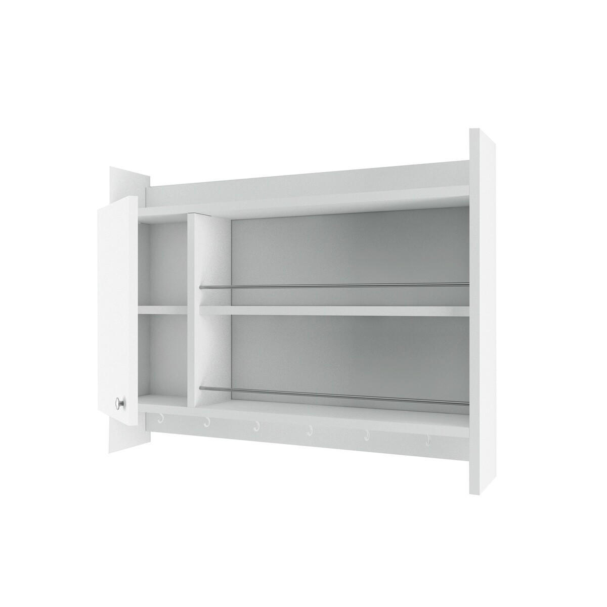 KNERR Bílá nástěnná kuchyňská police, šířka 85 cm - bílá, kompozitní dřevo (15/65/85cm) - Calicosy